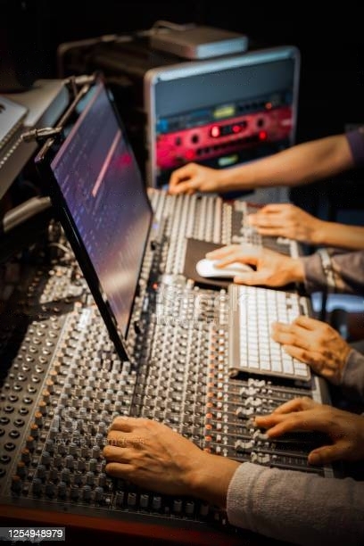 Band setting up on stage